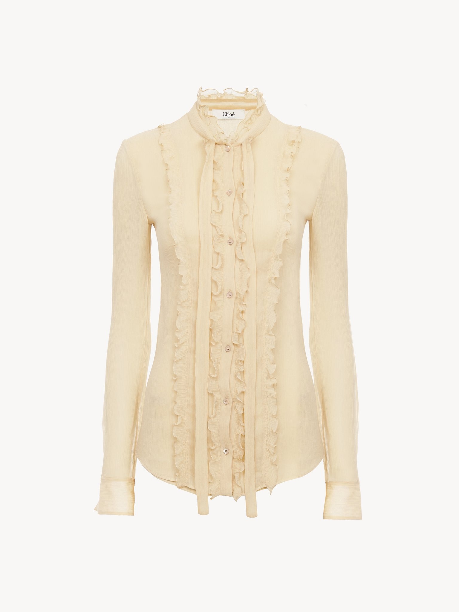 RUFFLED FITTED BLOUSE IN SILK CRÊPON - 2