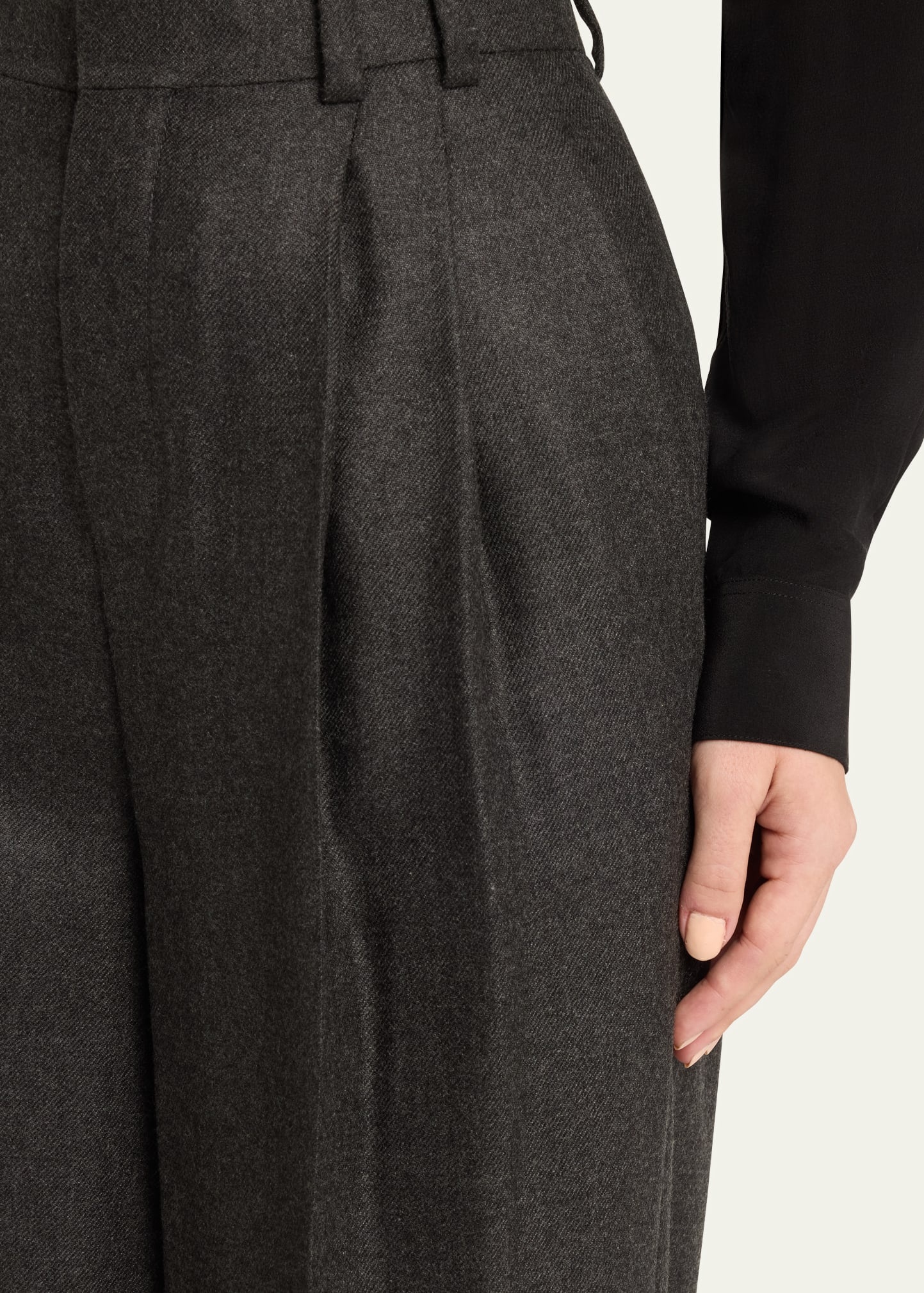 Wide-Leg Tailored Pants with Pleating - 3