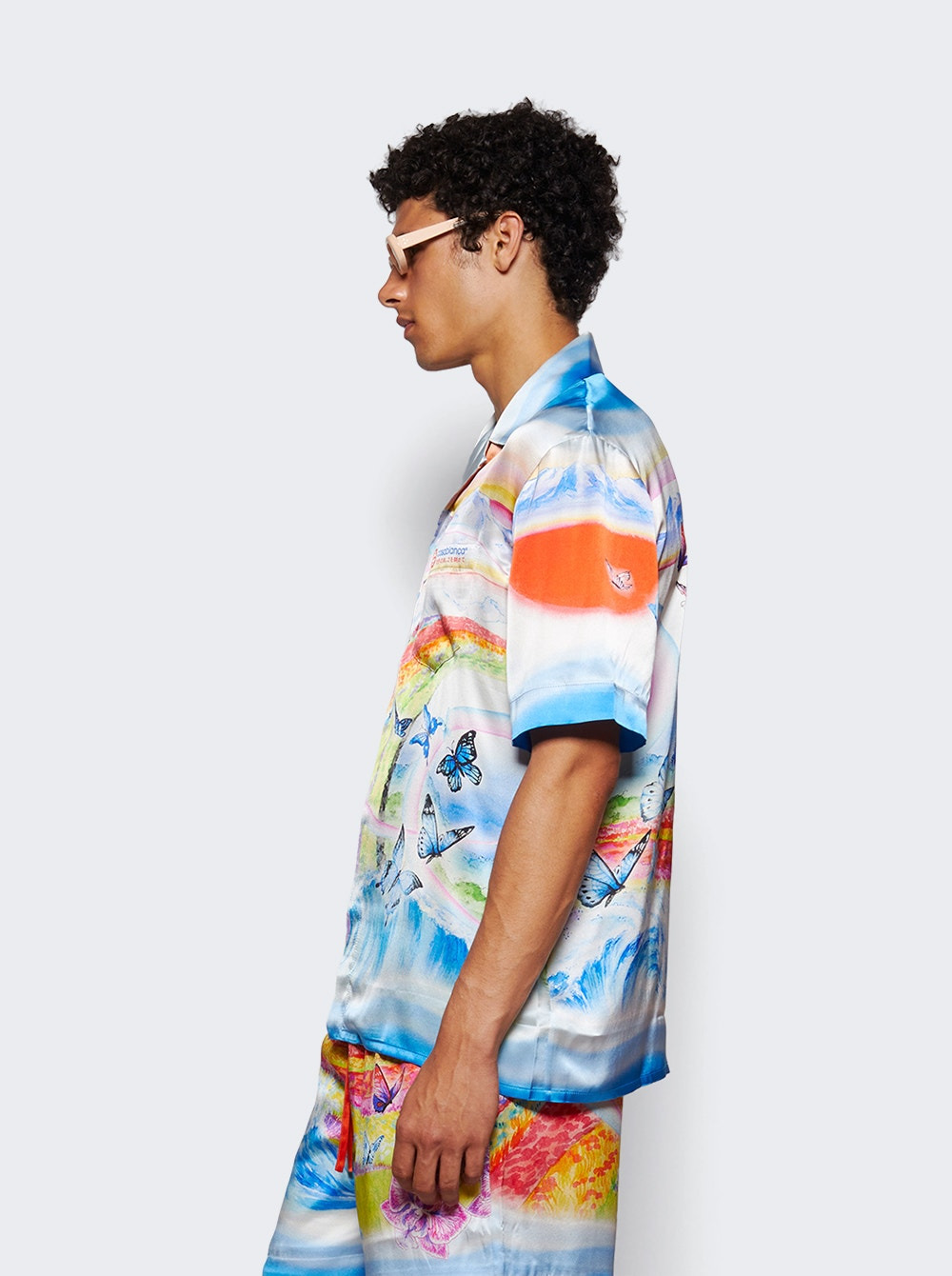 Cuban Collar Short Sleeve Shirt Butterfly Mountain - 3