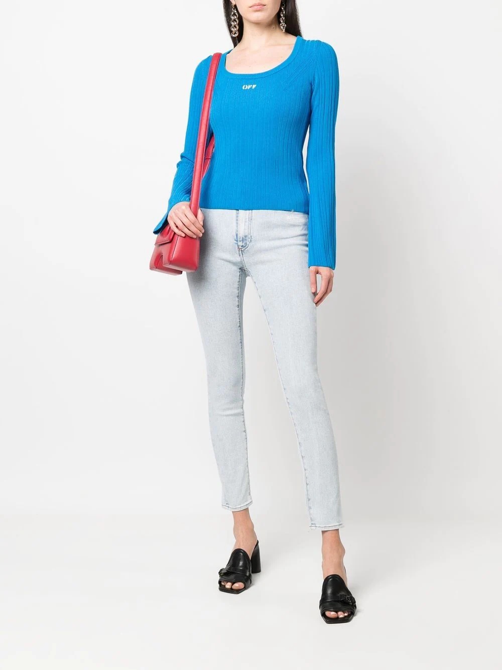 embroidered logo flared sleeves jumper - 2