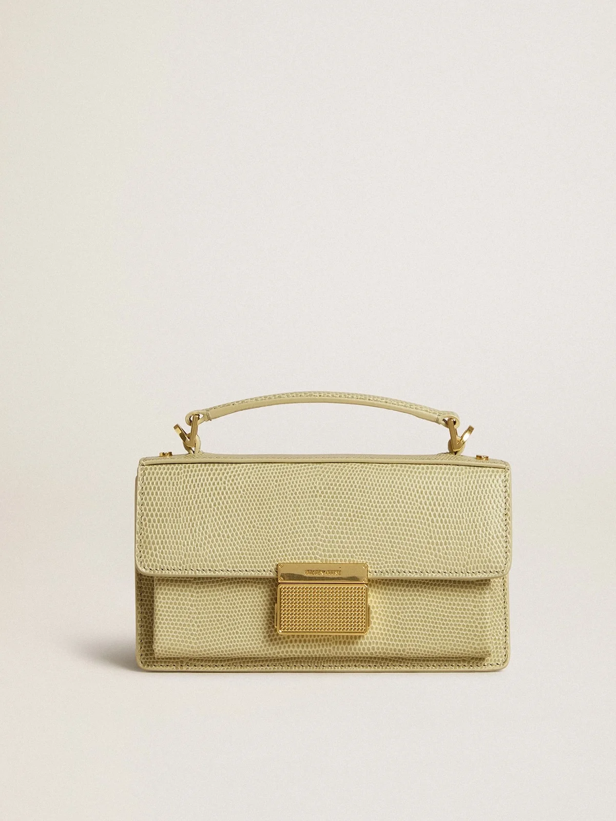 Small Venezia Bag in light green python-print leather with gold details - 1