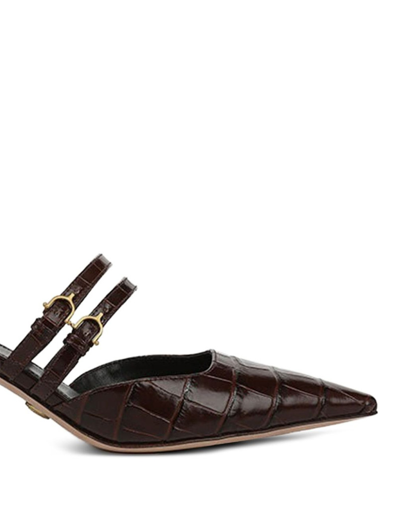 VERONICA BEARD 50mm Corrie crocodile-effect buckle mules outlook