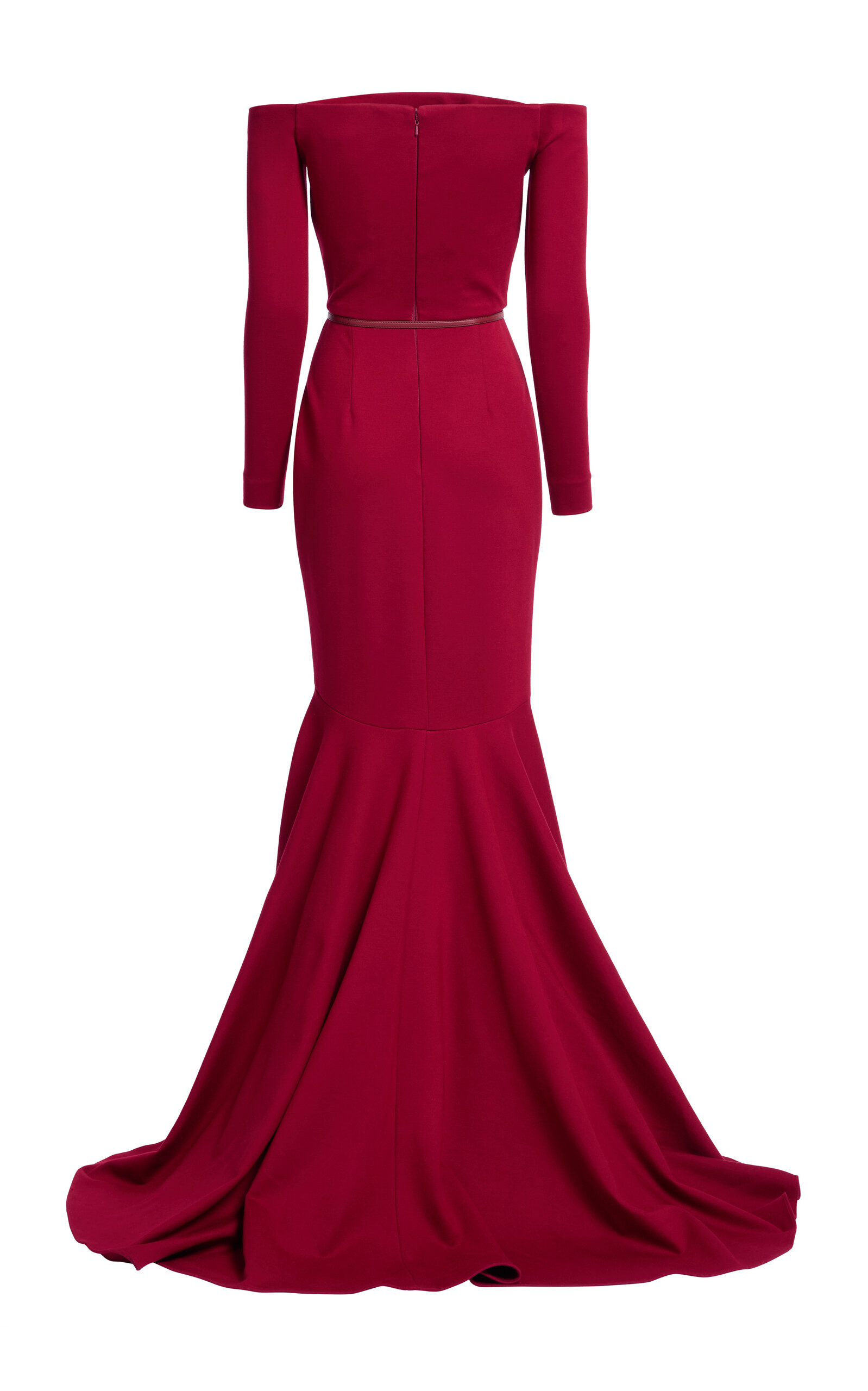 Fluted Jersey Off-The-Shoulder Maxi Dress red - 3