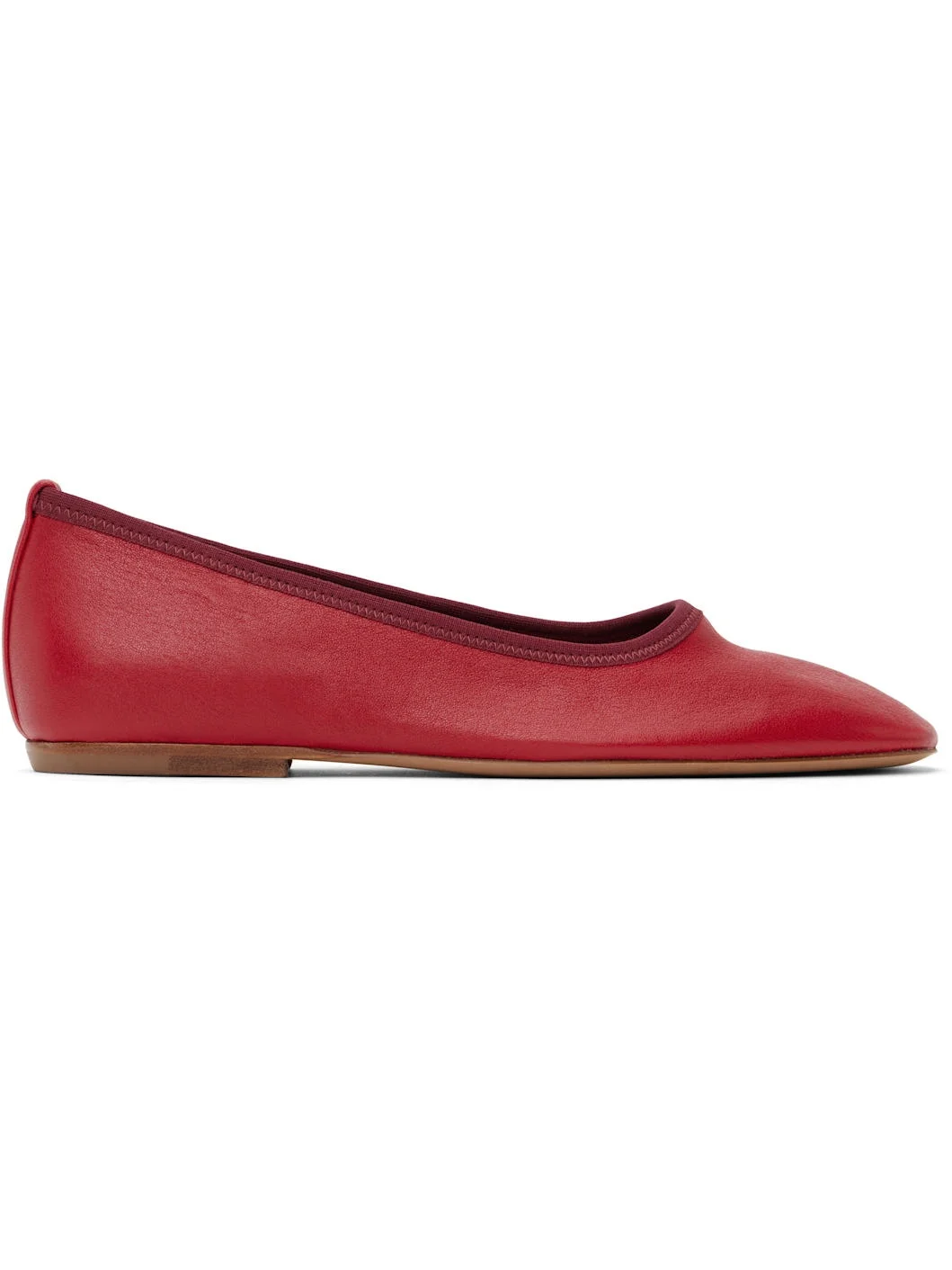 Red Leather Ballerina Flats - 1