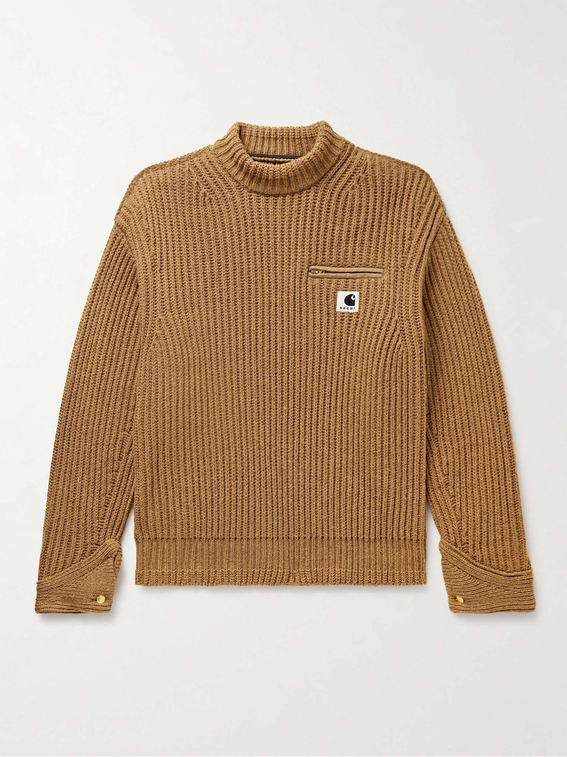 sacai + Carhartt WIP Detroit Ribbed Wool and Nylon-Blend Sweater