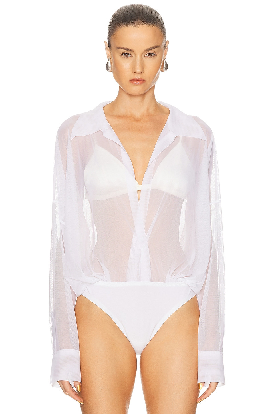 Super Oversized Boyfriend Shirt Bodysuit - 2