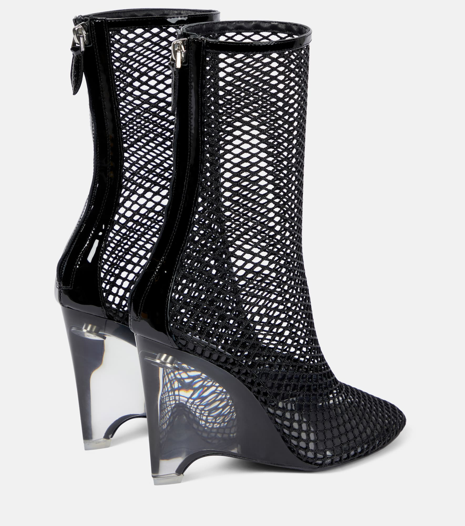 La Cage mesh and PU wedge ankle boots - 3