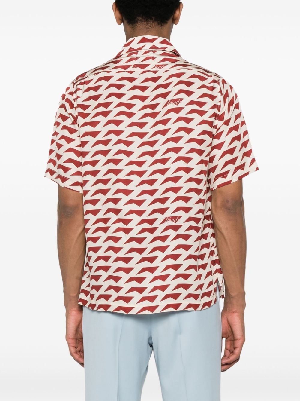 geometric-pattern silk shirt - 4