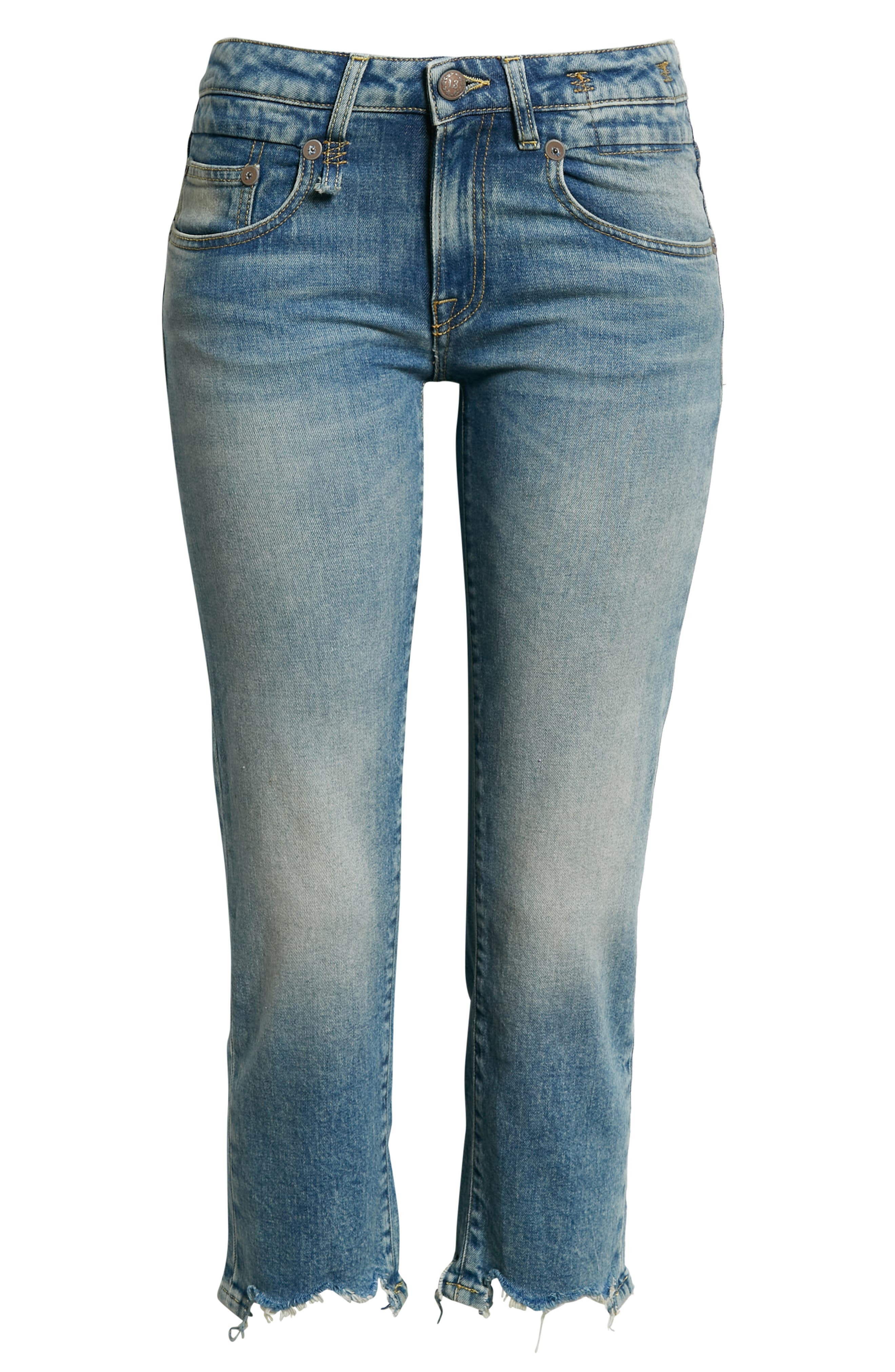 Chewed Hem Crop Straight Leg Jeans - 5