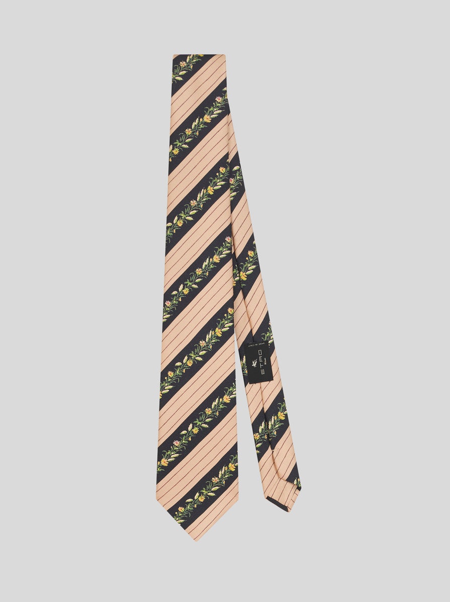 STRIPED AND MICRO FLOWER TIE - 1