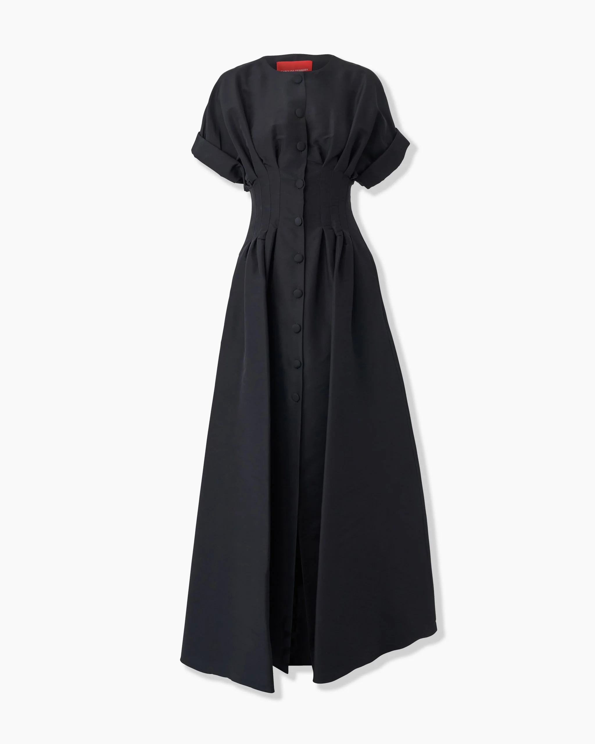 Rolled Sleeves Button-Front Gown - 1