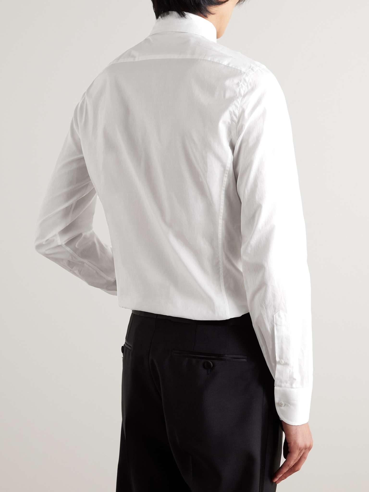 Bib-Front Cotton-Poplin and Piqué Tuxedo Shirt - 4