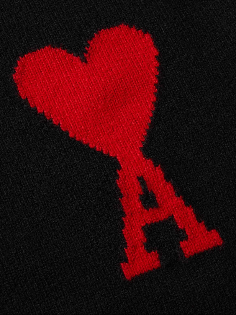 AMI Paris Logo-Intarsia Virgin Wool Cardigan outlook