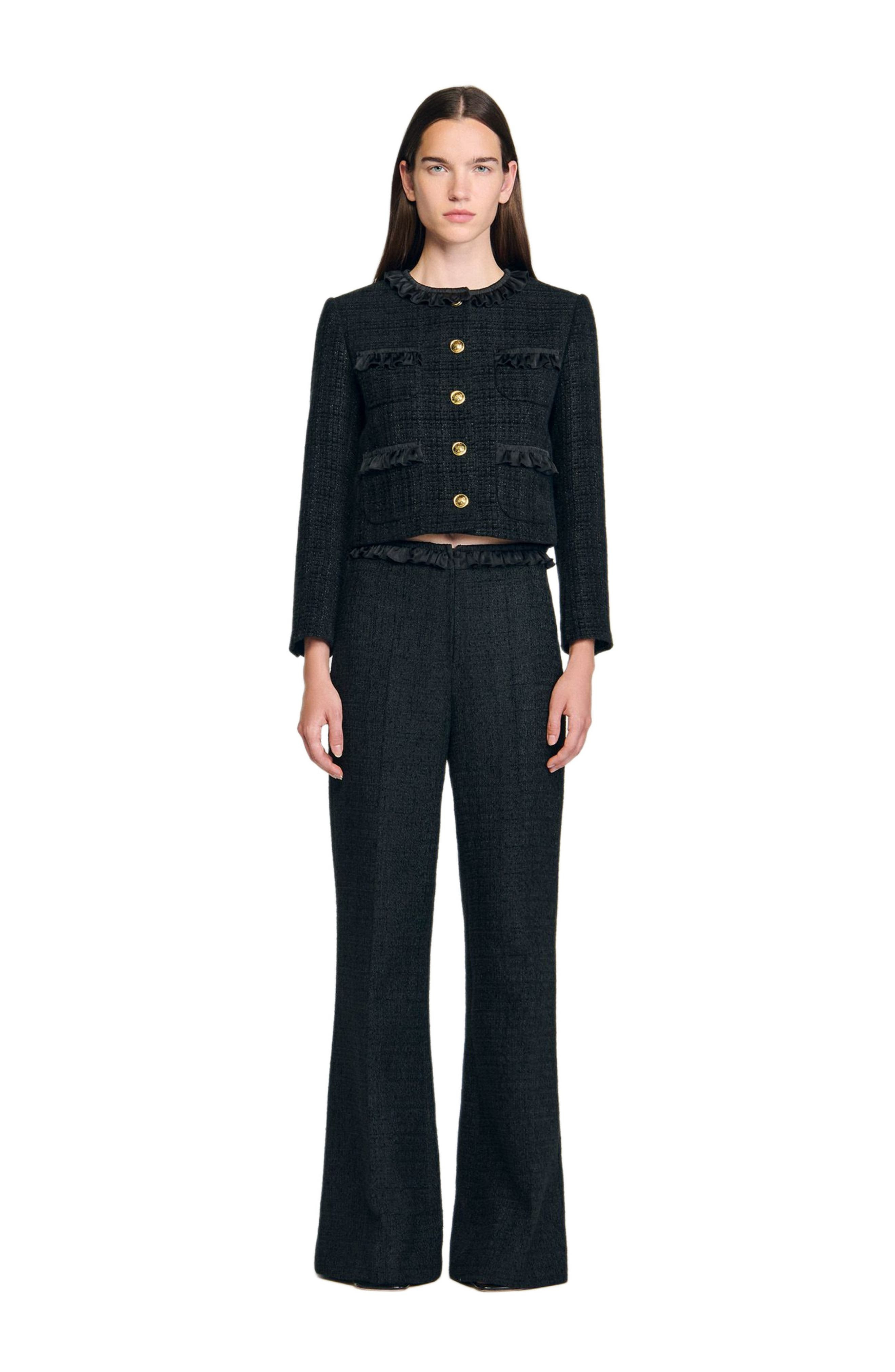 SANDRO Tweed suit trousers in Black at Nordstrom - 2