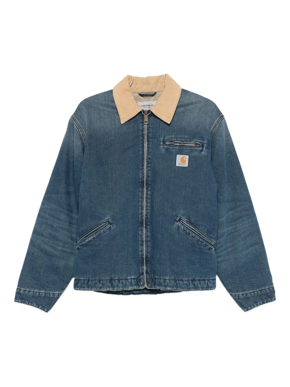 contrasting-collar denim jacket - 1