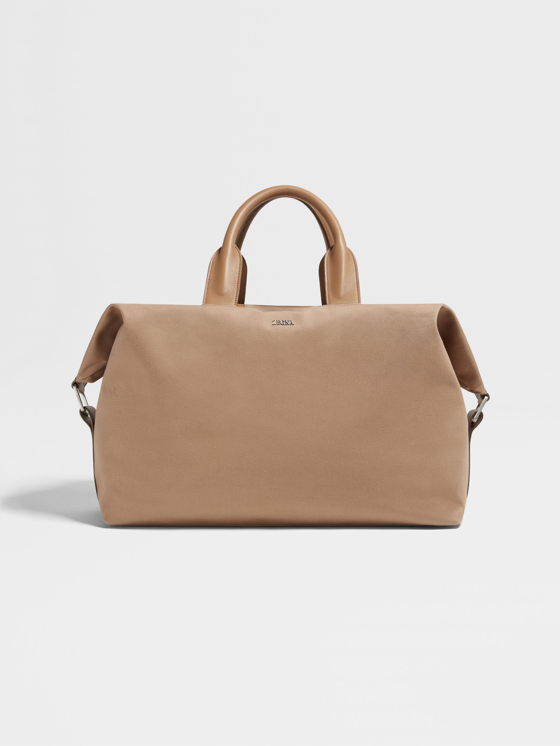 DARK BEIGE COTTON AND LEATHER HOLDALL RAGLAN - 1