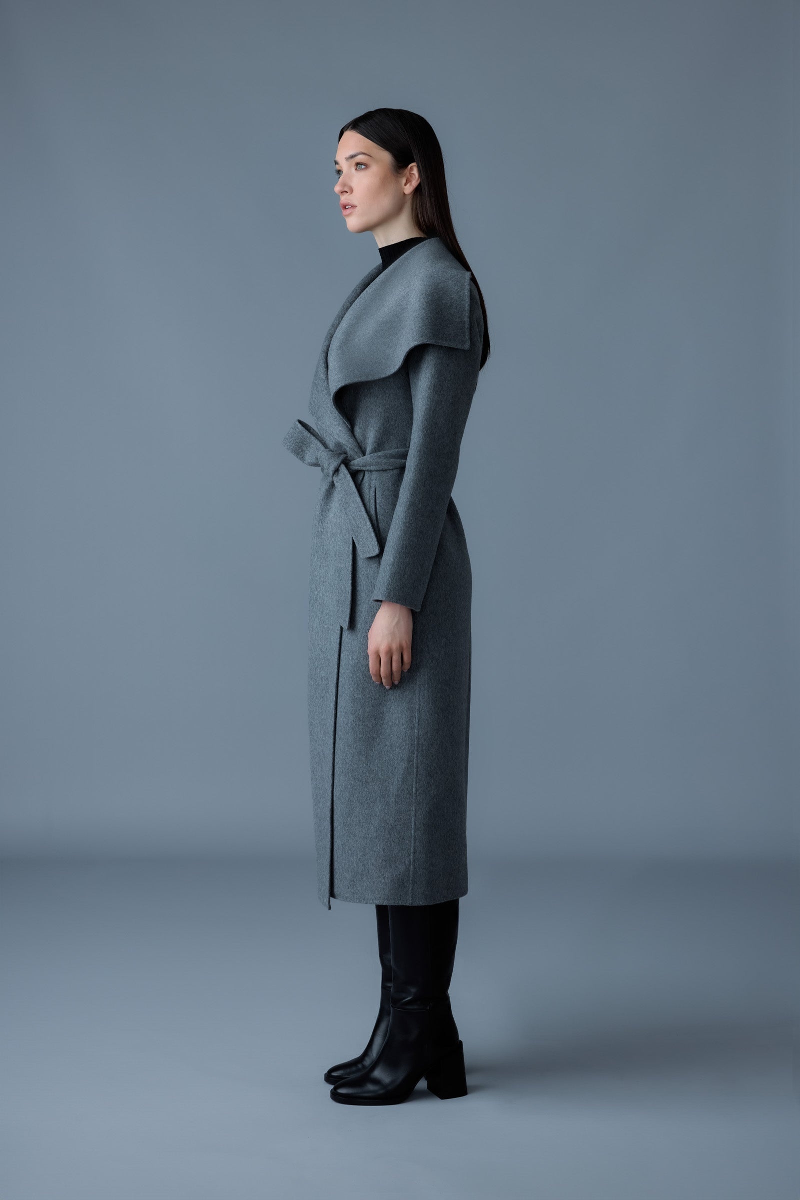 MAI-LST Double-Face Wool Stripe Wrap Coat - 3