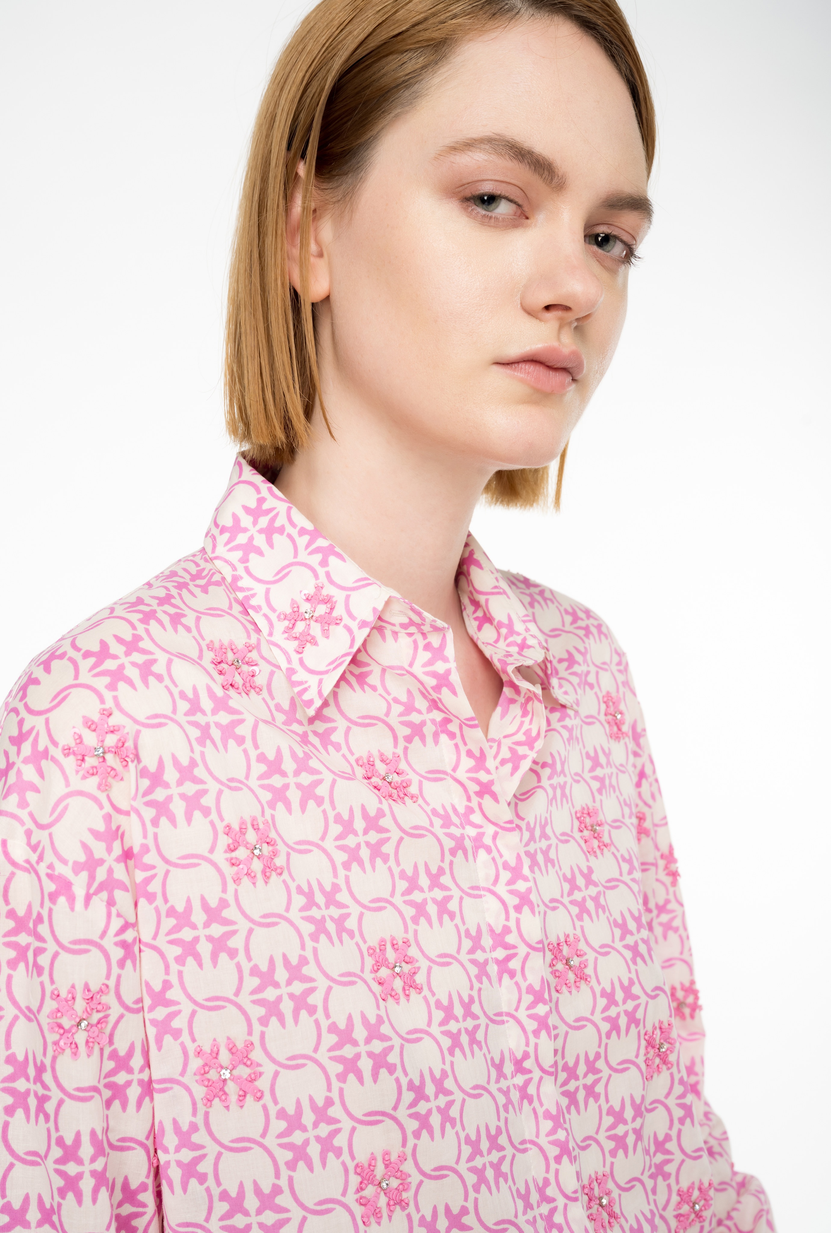 MUSLIN SHIRT WITH MONOGRAM AND EMBROIDERY - 4