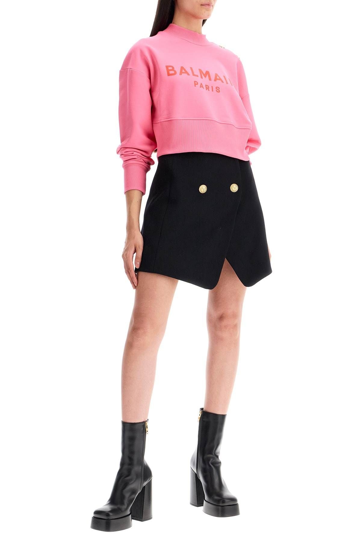 Balmain Cropped Sweatshirt With Buttons - 2