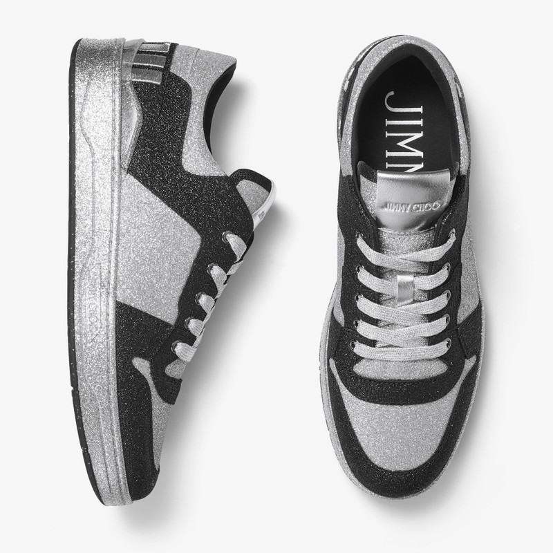Florent M Black Glitter Fabric Trainers 3