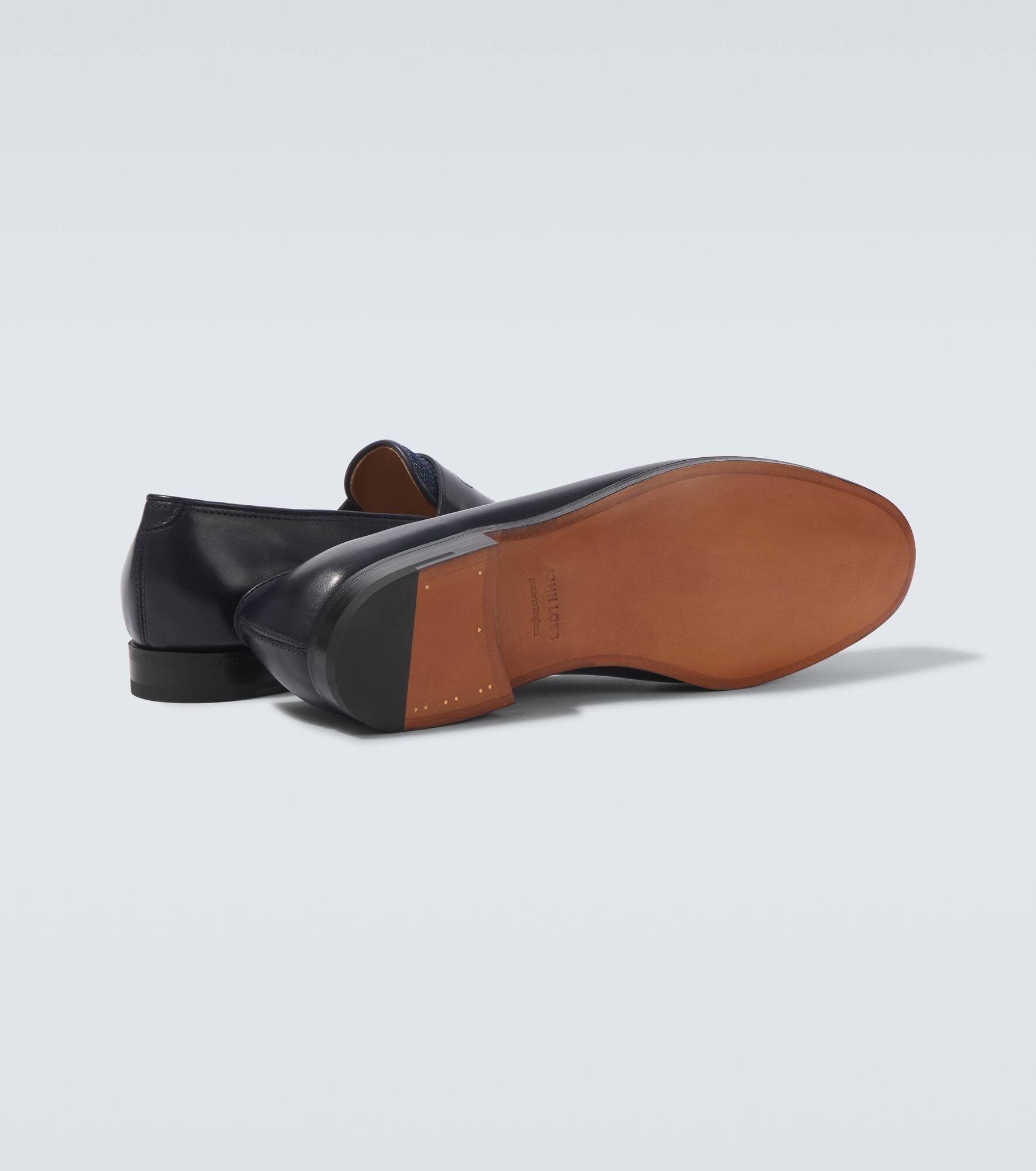 Lopez leather and denim penny loafers - 7