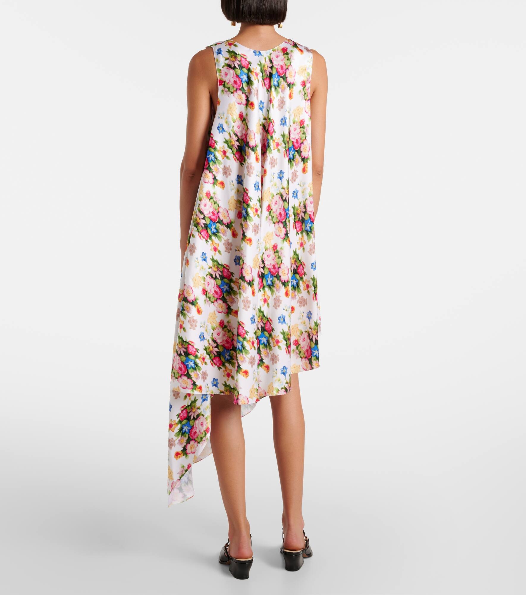 Floral ruffled silk midi dress - 3