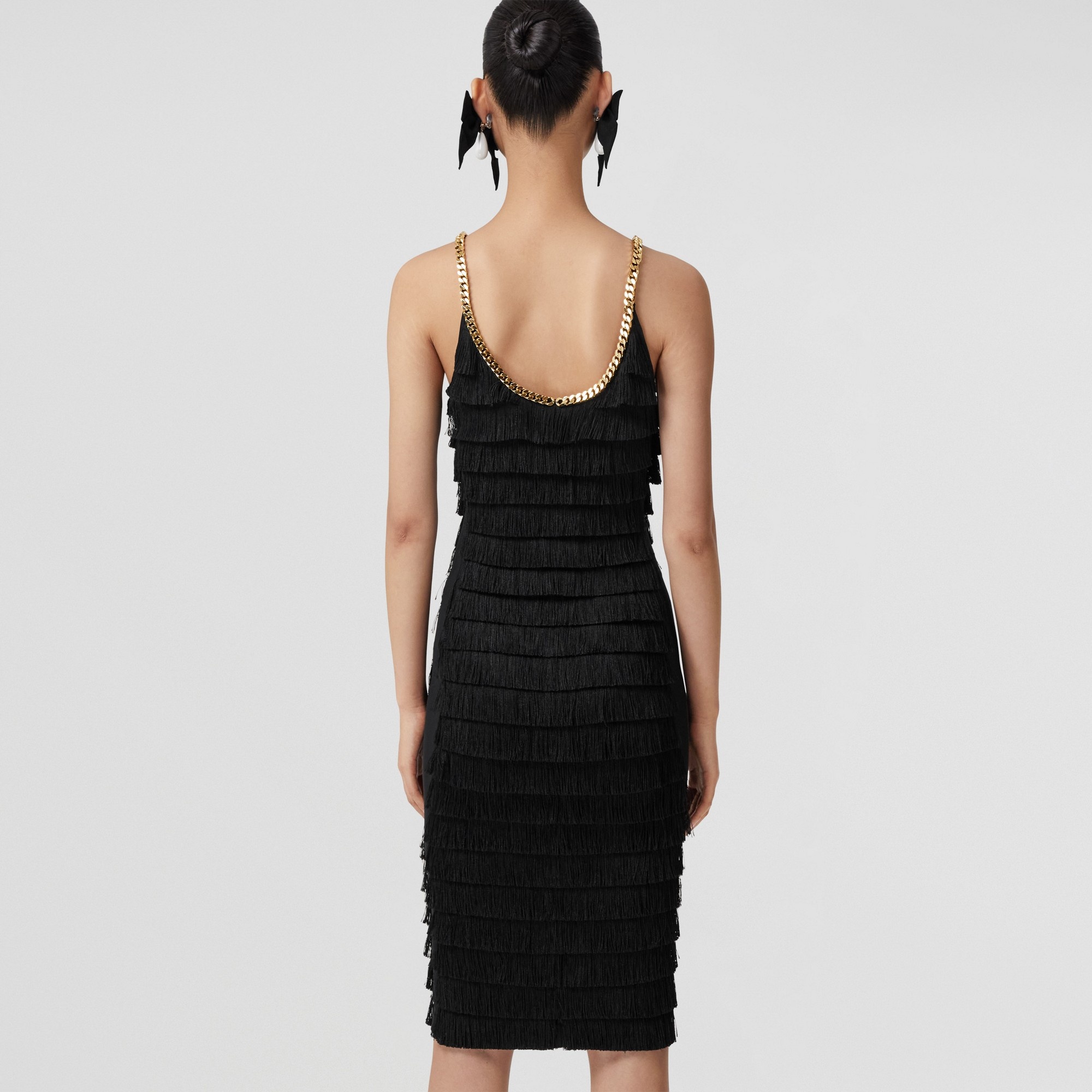 Chain Trim Fringed Sleeveless Dress - 3