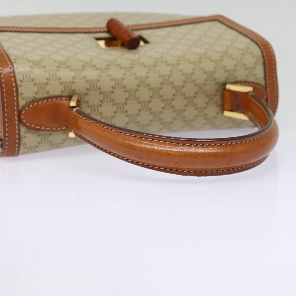 CELINE Macadam Canvas Hand Bag Beige Gold - 6