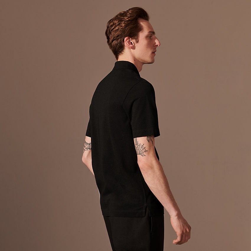 H embroidered buttoned polo shirt - 2