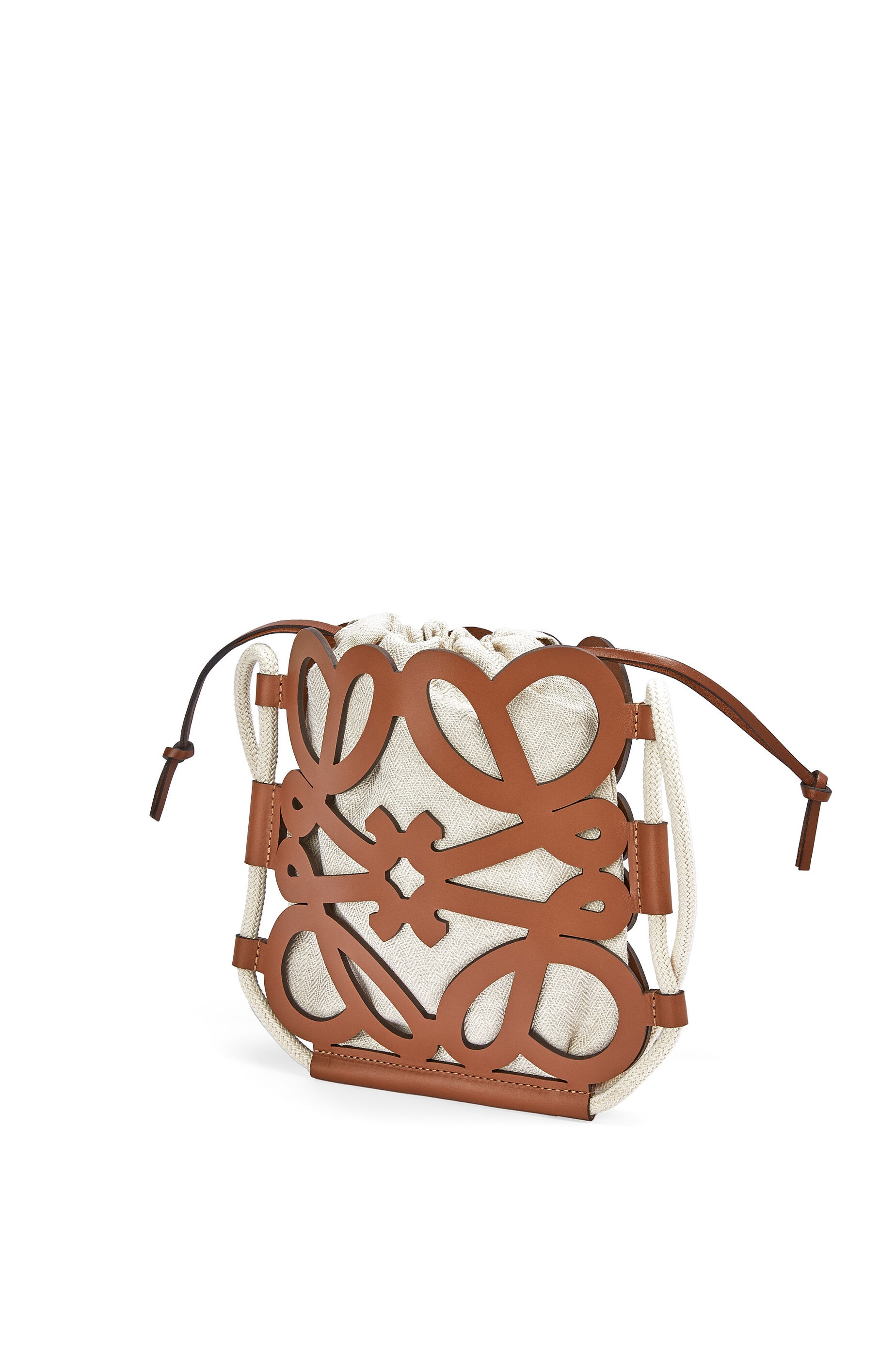 Anagram cut-out crossbody in classic calfskin and canvas - 3