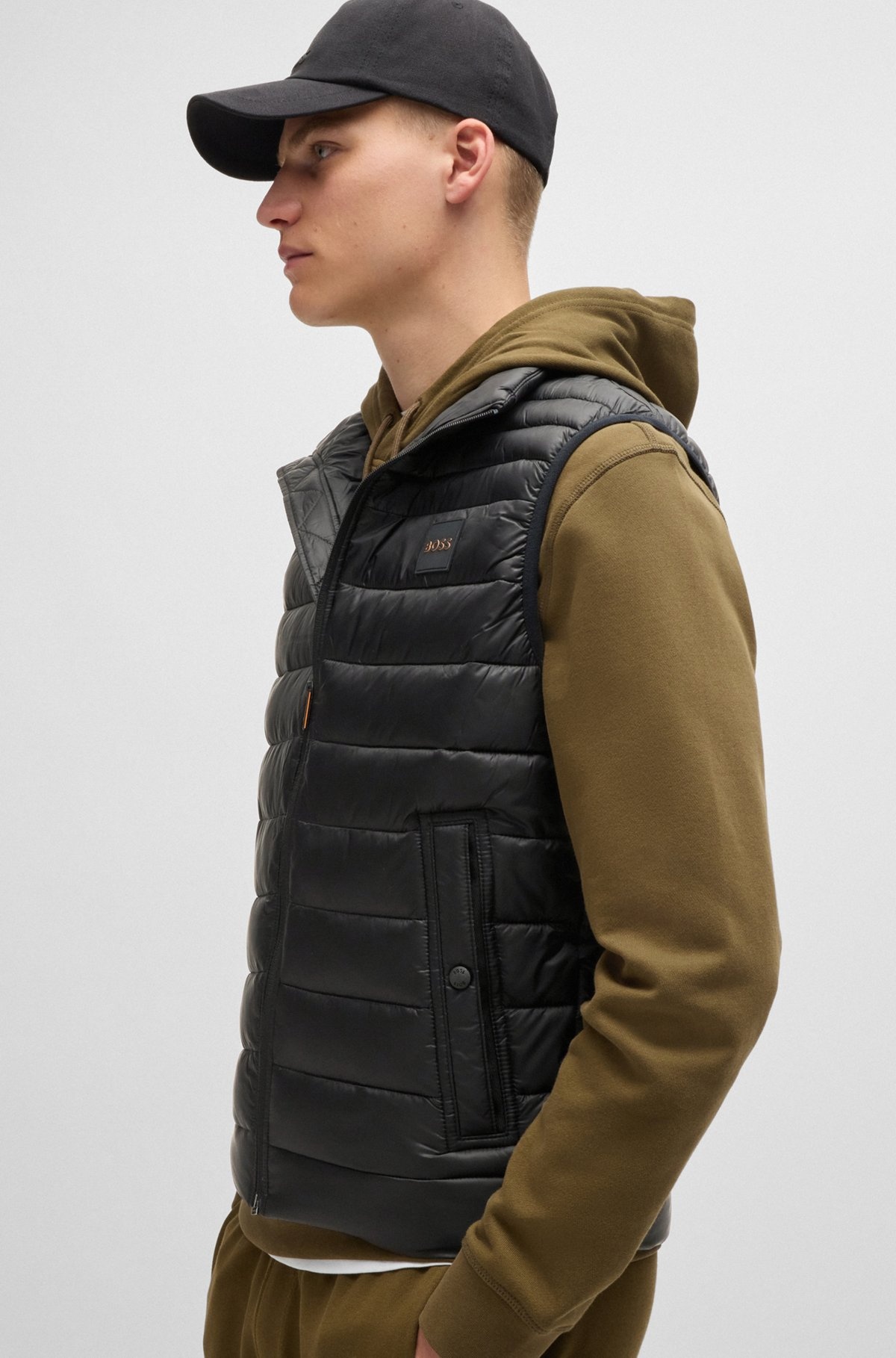 WATER-REPELLENT SLIM-FIT GILET WITH LOGO PATCH - 6