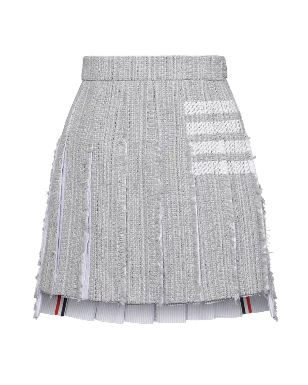 SOLID TWEED 4-BAR PLEATED MINI SKIRT - 1