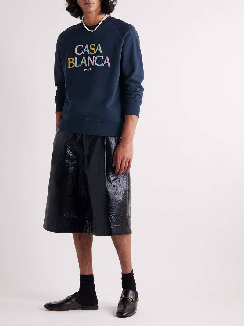 CASABLANCA Logo-Embroidered Organic Cotton-Jersey Sweatshirt outlook