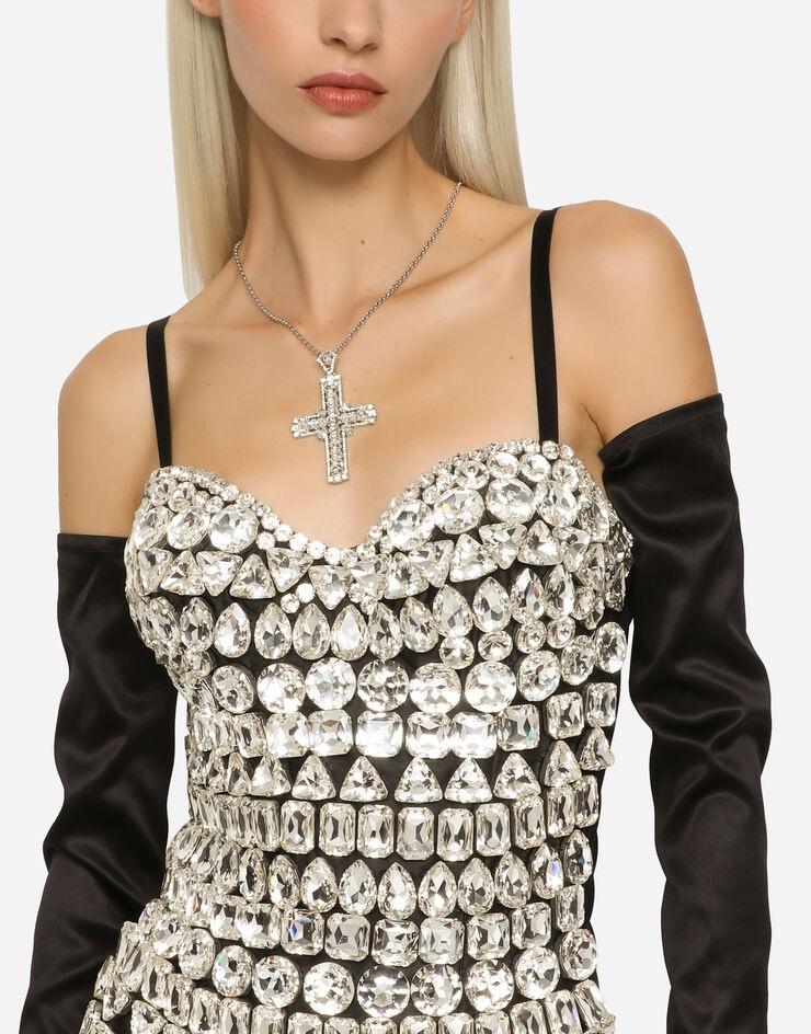 Marquisette bodysuit with rhinestone embellishment - 5