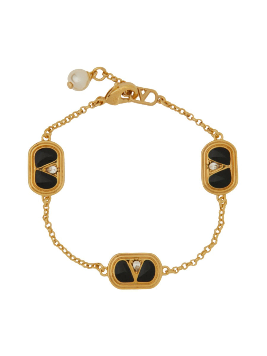 Metal, Enamel, Crystal And Swarovski® Pearl "Ovalette" Bracelet - 1