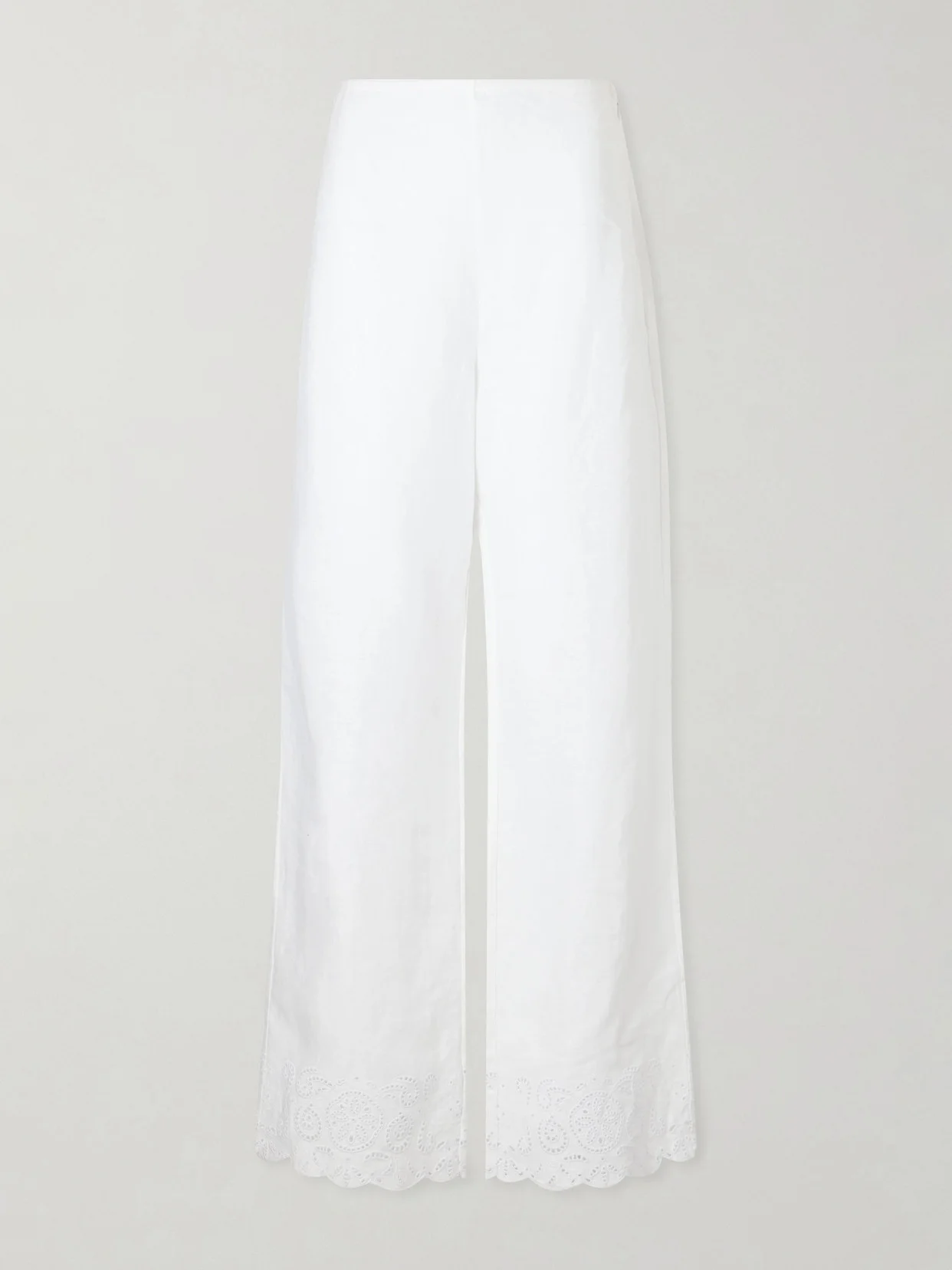 Oscar Embroidered Linen Straight-leg Pants - 1