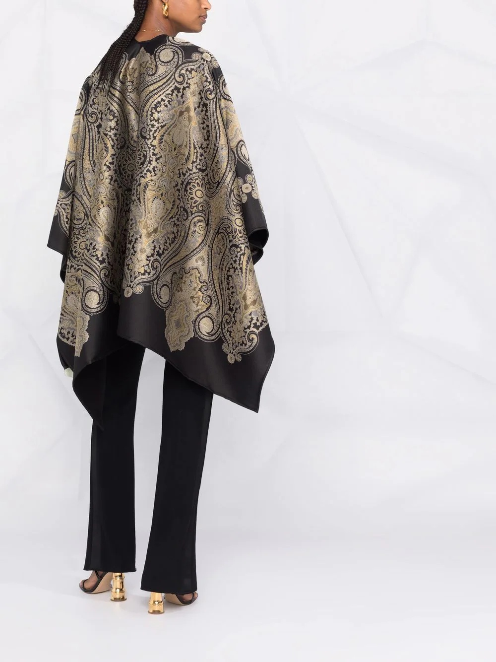 paisley-print draped poncho - 4