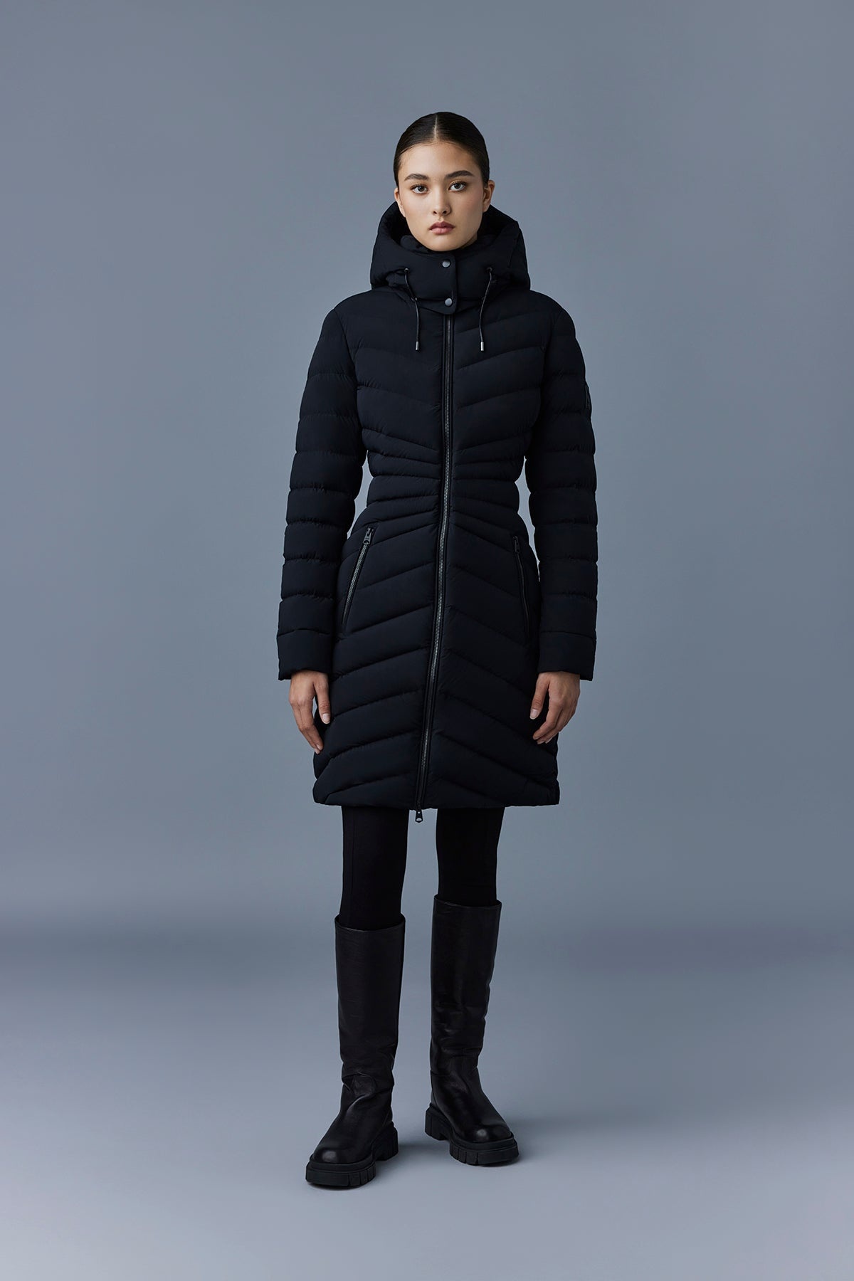 CAMEA-STR Stretch light down jacket with removable hood - 2