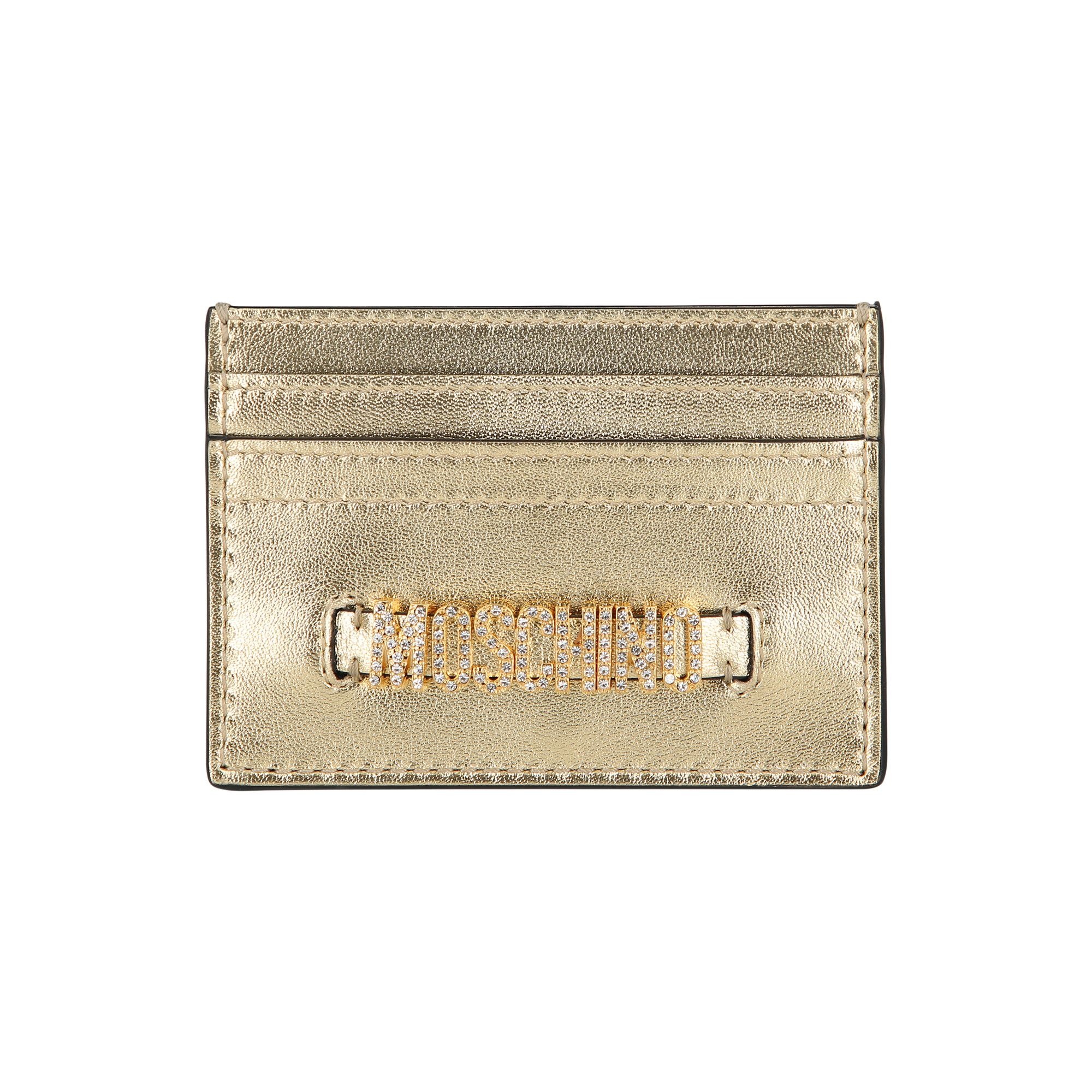 Moschino Logo Belt Crystal Embellished Card Holder 'Platinum' - 1