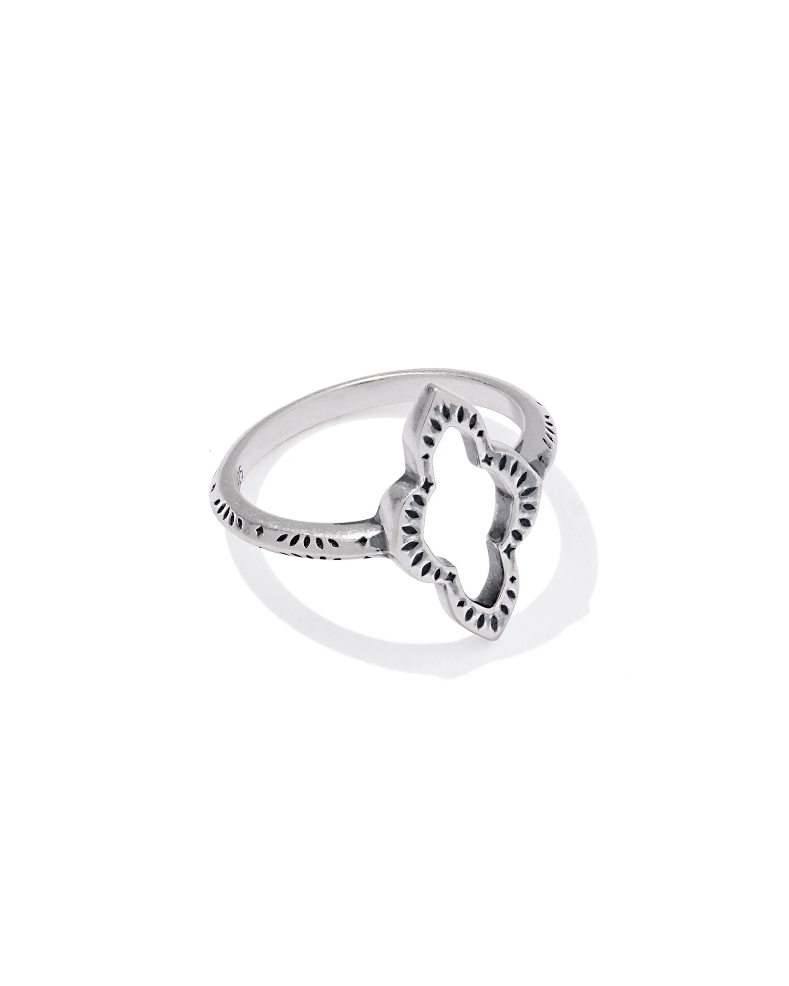 Abbie Open Frame Oxidized Sterling Silver Band Ring - 1