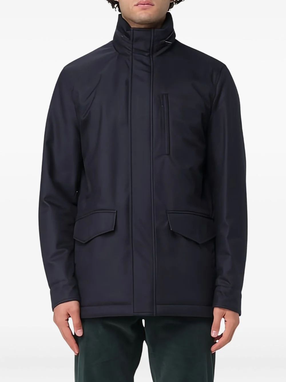 long-sleeved parka coat - 1