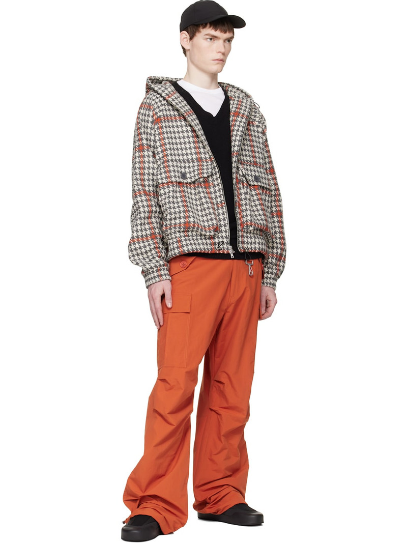 REESE COOPER® Grau & Orange Wool Houndstooth Hooded Cargo Jacket outlook