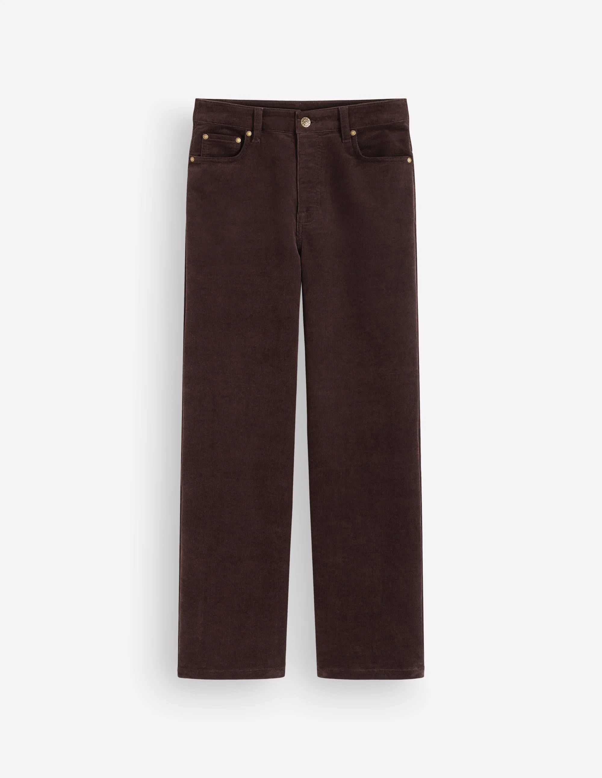 High Rise Cord Column Jeans-Bitter Chocolate - 1