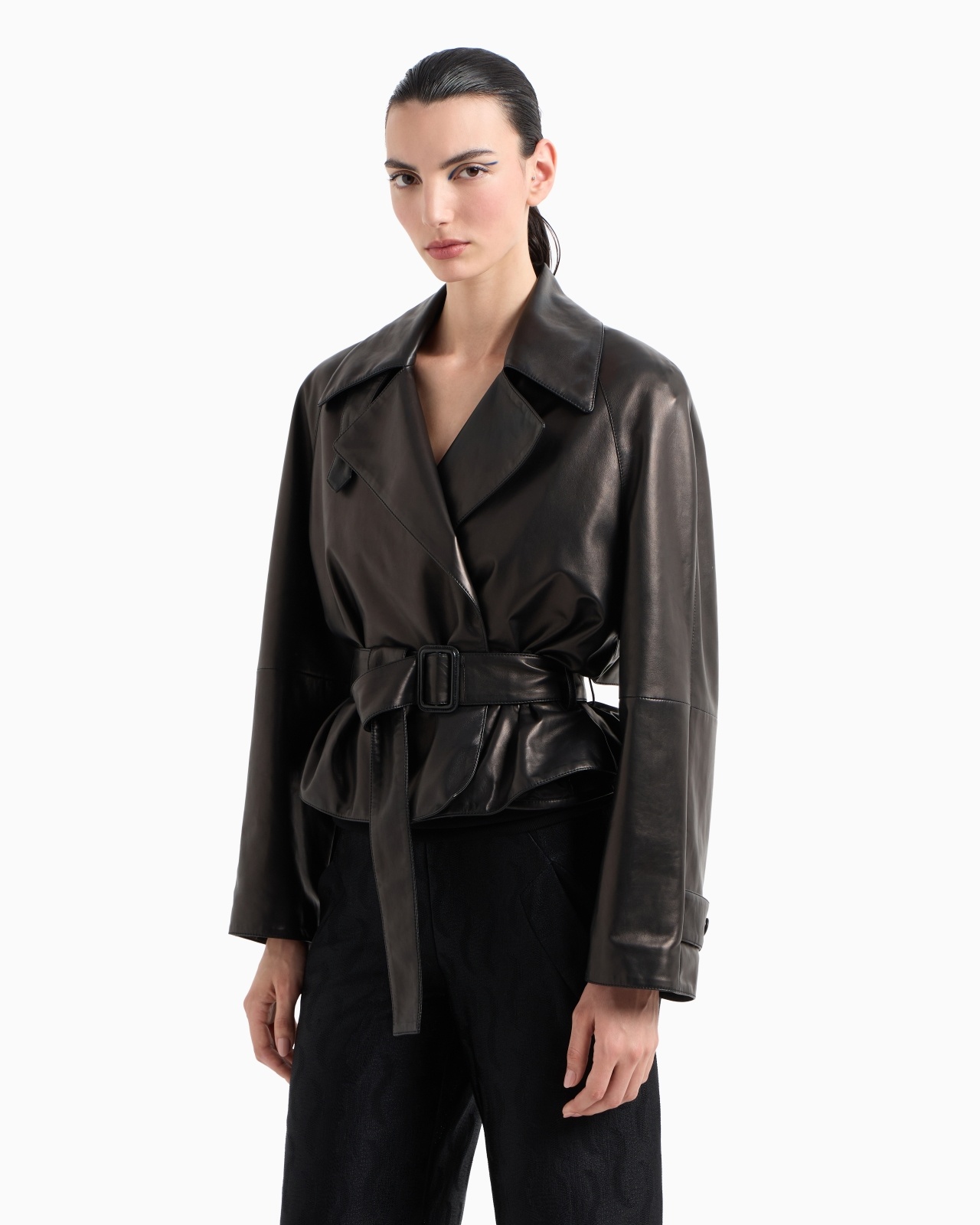 DOUBLE-BREASTED JACKET IN PLONGE NAPPA LEATHER - 4