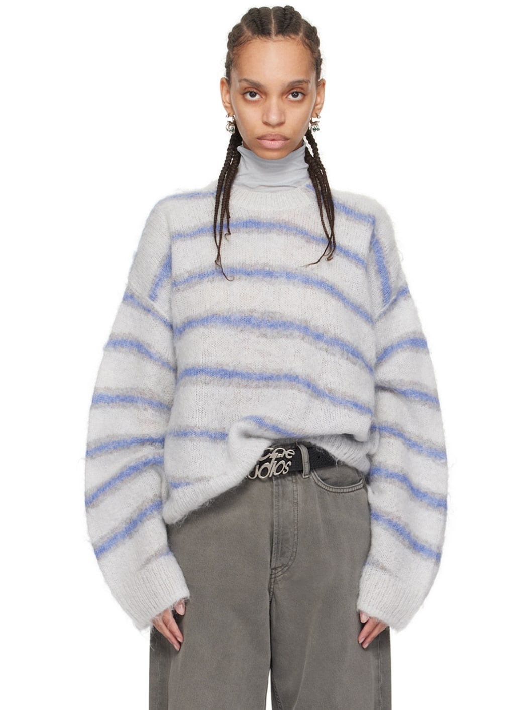 Gray & Blue Stripe Sweater - 1