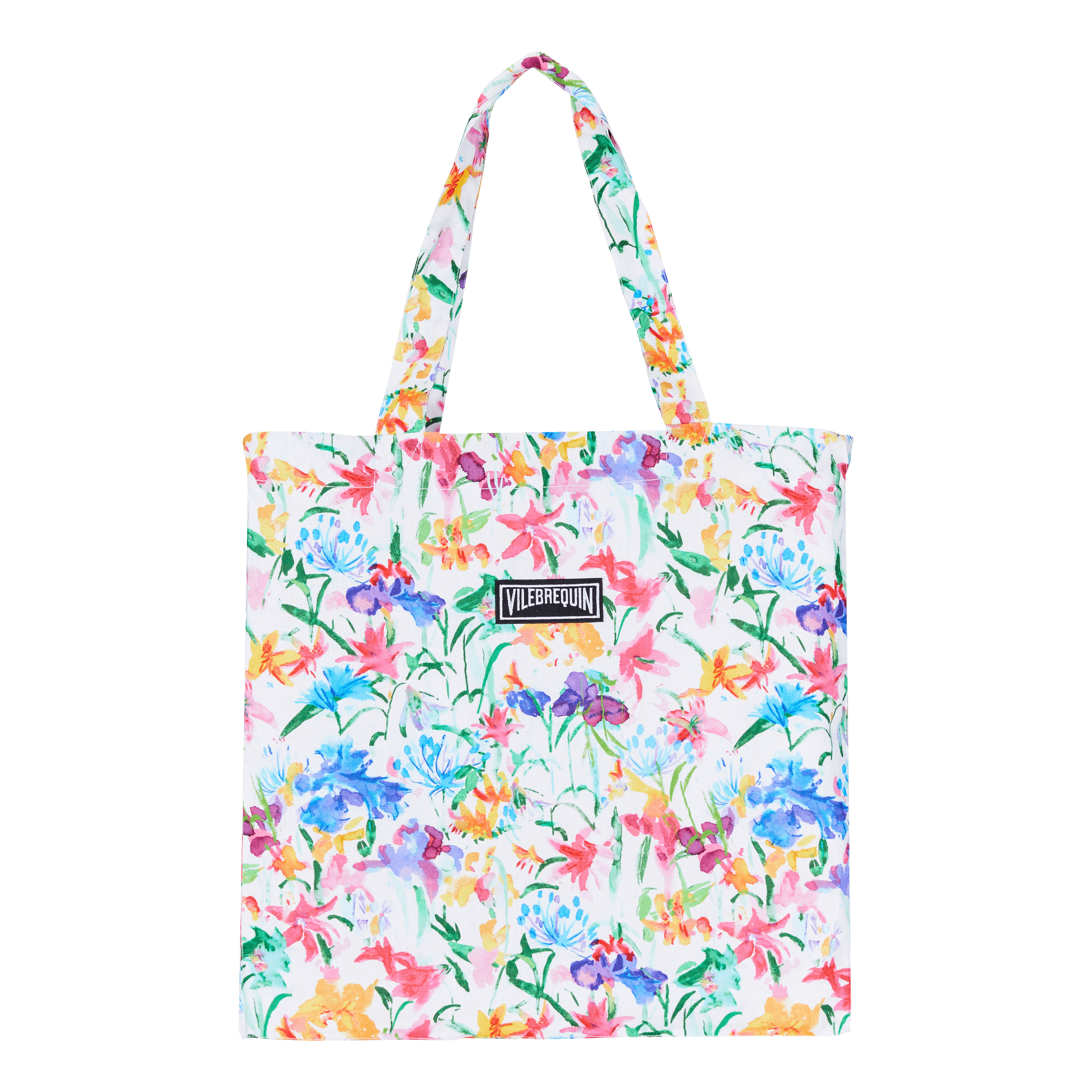 Unisex Linen Beach Bag Happy Flowers - 1
