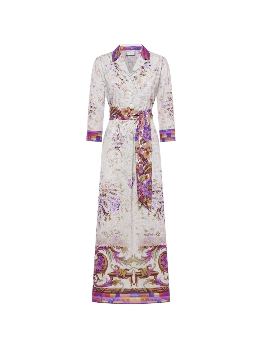 Diomede belted floral-pattern shirt midi dress - 1