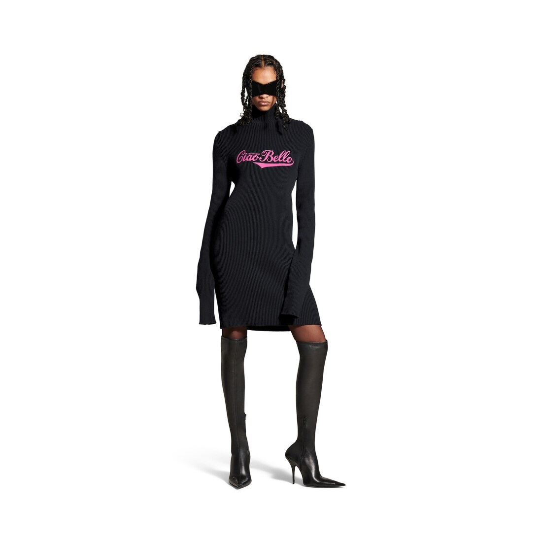 Women's Ciao Bello Long Fitted Turtleneck in Black - 2