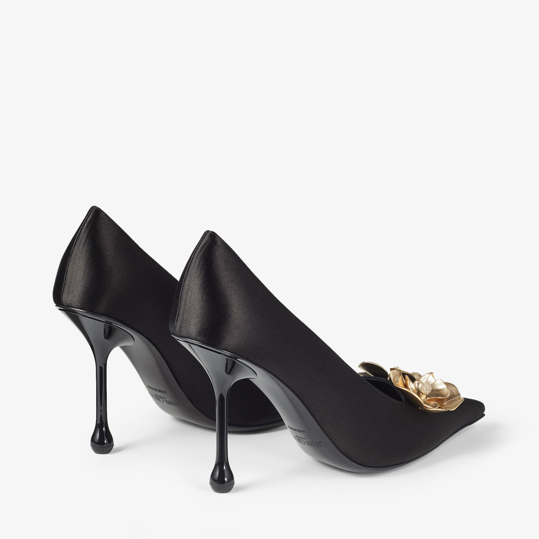 Ixia 95
Black Satin Pumps with Flowers - 7