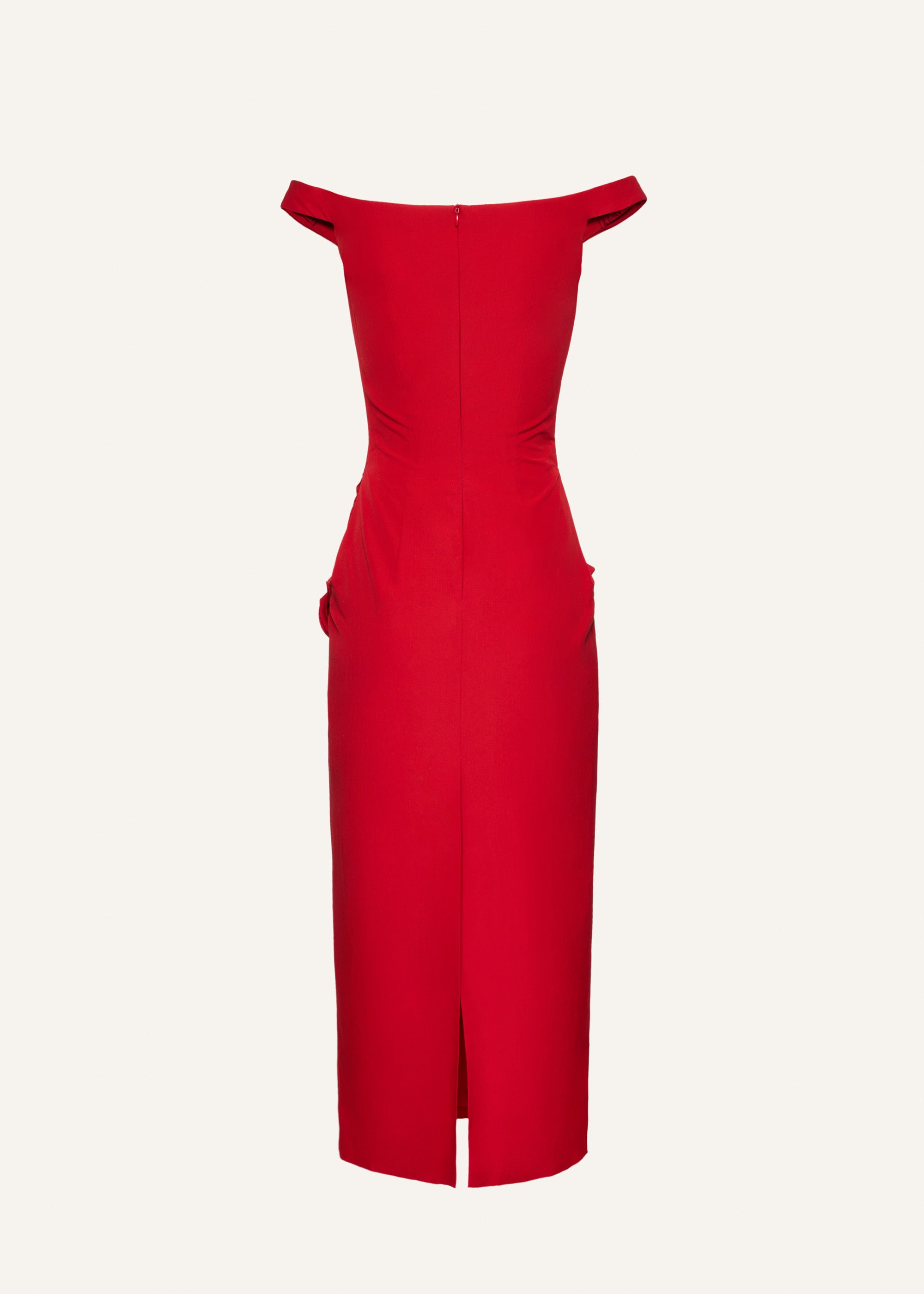 Floral side cut out midi dress in red - 2